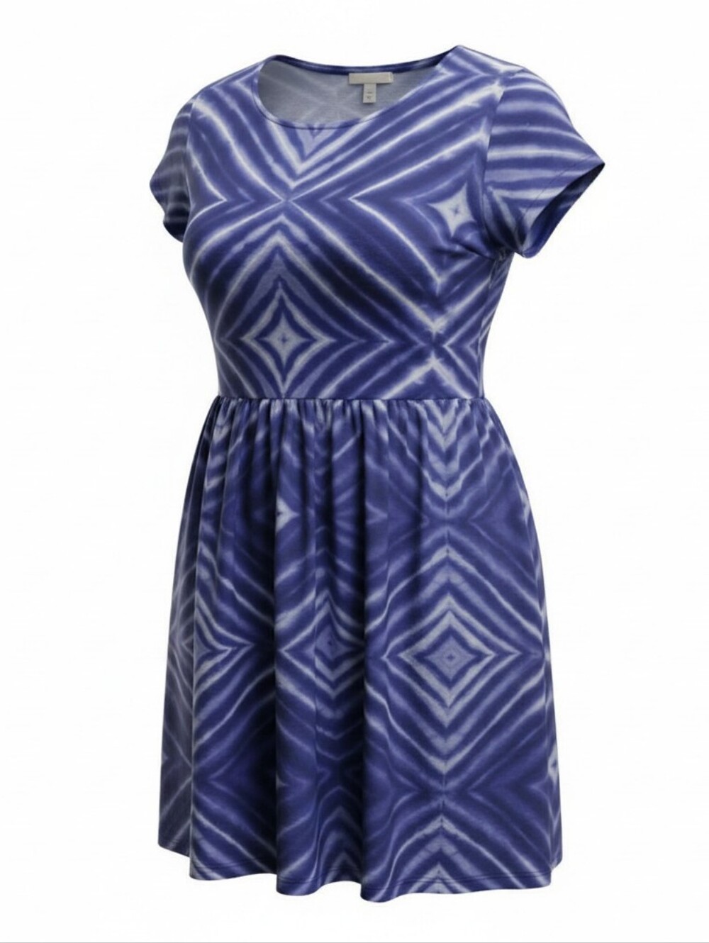 OLD NAVY |‎ Blue White Boho Geometric Tie Dye Babydoll Summer Mini Dress | L